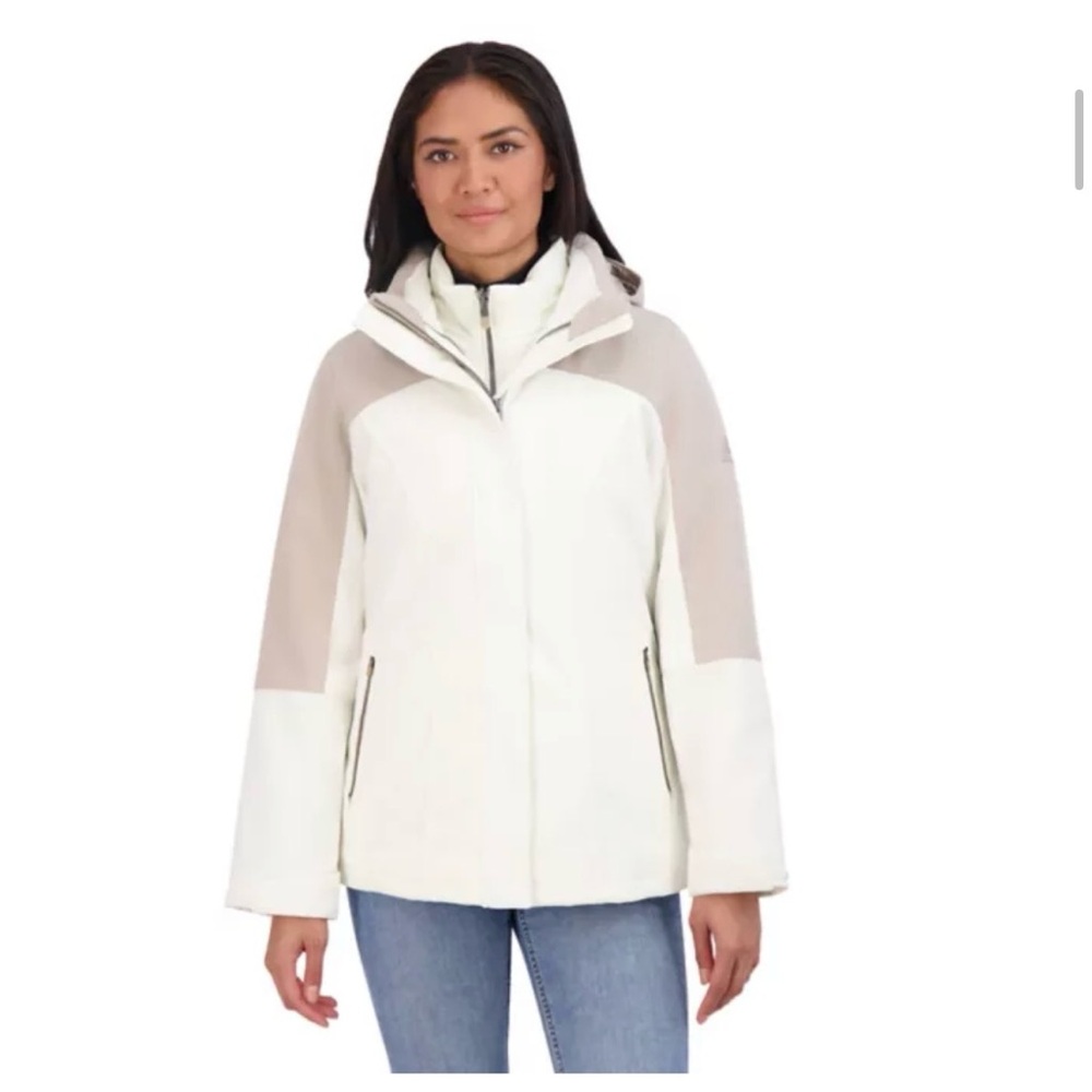 NWT Women's Hooded 3-in-1 Ski Jacket - Cream and Tan Size XL